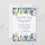 Blueberry bloemig baby shower foto dank u kaarten (Achterkant)