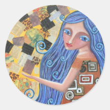 Blueberry Blondine Godin, Ronde Sticker