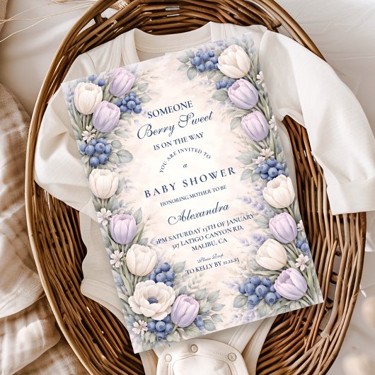 Blueberry Blossom Garden Baby Shower Kaart