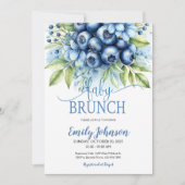 Blueberry & Blue Flowers Baby Brunch Uitnodiging (Voorkant)