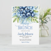 Blueberry & Blue Flowers Baby Brunch Uitnodiging