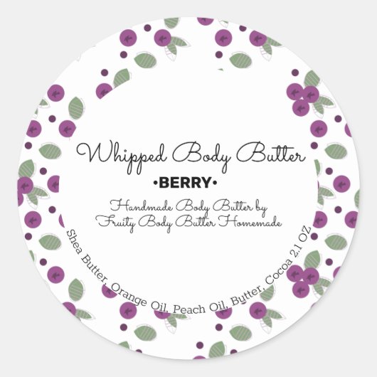 Blueberry Body Butter Bad Branding Classic Ronde Sticker (Voorkant)