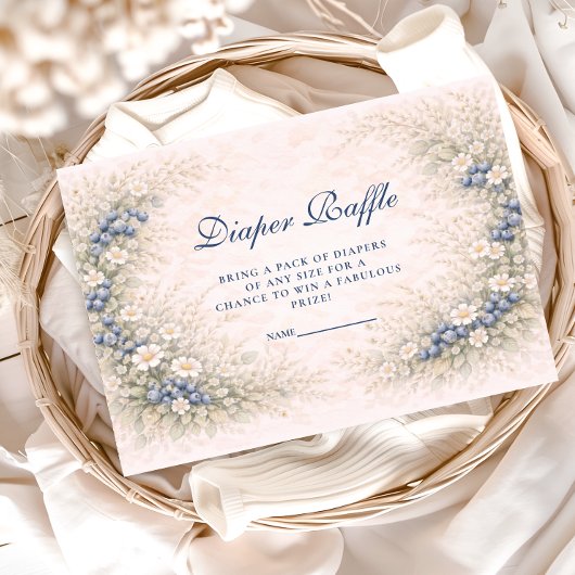 Blueberry Botanical Frame Diapper Raffle Informatiekaartje