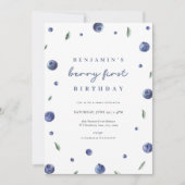 Blueberry Boy Berry Eerste Verjaardag Uitnodiging (Voorkant)