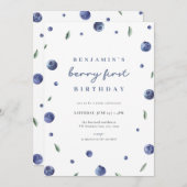 Blueberry Boy Berry Eerste Verjaardag Uitnodiging (Voorkant / Achterkant)