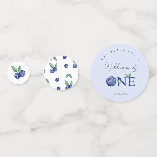 Blueberry boy berry eerste verjaardagsfeestje conf confetti (Achterkanten)