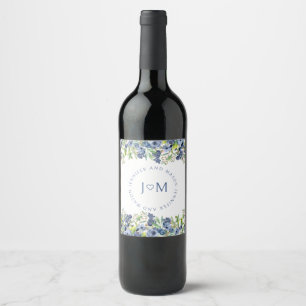 Blueberry bruid bruidegom monogram bruiloft wijn l etiket
