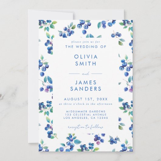 Blueberry bruiloft kaart (Voorkant)