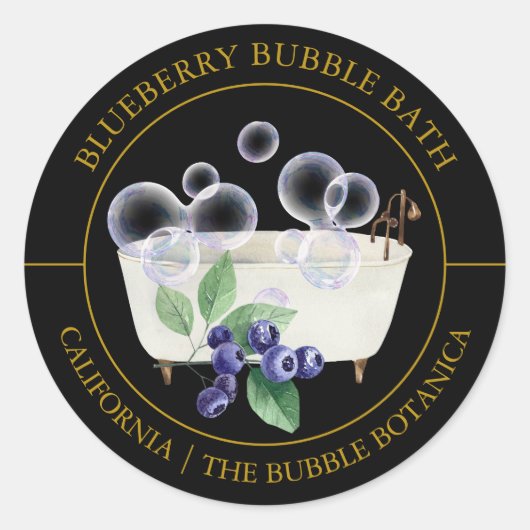 Blueberry Bubble Bath-label Ronde Sticker (Voorkant)