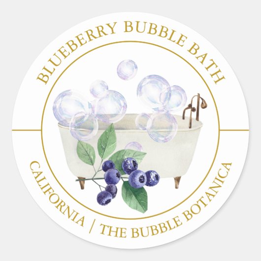 Blueberry Bubble Bath-label Ronde Sticker (Voorkant)