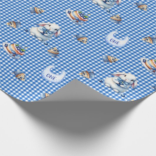 Blueberry Bunny’s First Birthday Bash! Cadeaupapier (Hoek)