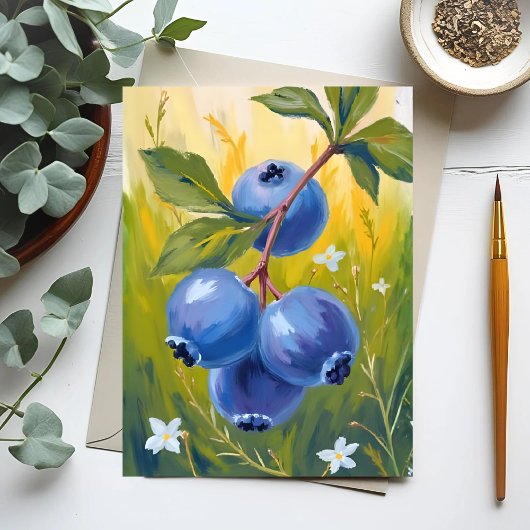 Blueberry Bush | Fruit Watercolor Painting Briefkaart