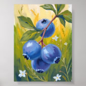 Blueberry Bush | Fruit Watercolor Painting Poster (Voorkant)