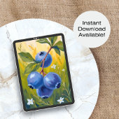 Blueberry Bush | Fruit Watercolor Painting Poster