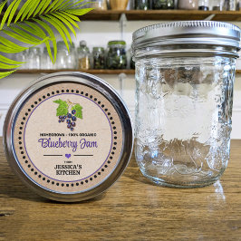Blueberry Canning Jar Kraft Paper Style Label