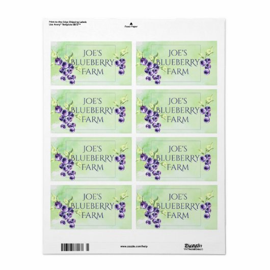 Blueberry Canning Labels (Full Sheet)