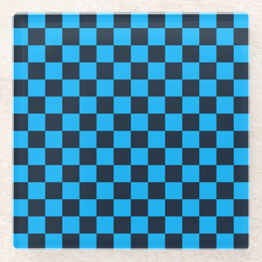 Blueberry checkered pattern glazen onderzetter (Voorkant)