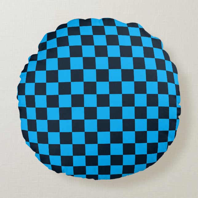 Blueberry checkered pattern rond kussen (Voorkant)