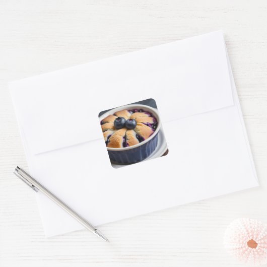 Blueberry Cobbler Vierkante Sticker (Envelop)
