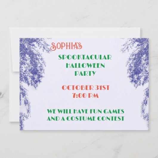 Blueberry Colour Tree Elegant Gothic Halloween Kaart (Voorkant)