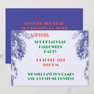 Blueberry Colour Tree Elegant Gothic Halloween Kaart