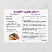 Blueberry Covered Crêpes Recipe Card Briefkaart (Achterkant)