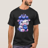 Blueberry Cow Pastel Blue Milk Milkshake Cute Kawa T-shirt (Voorkant)
