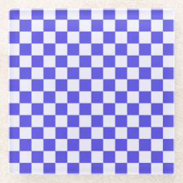 Blueberry cream checkered pattern glazen onderzetter