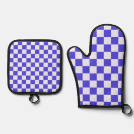 Blueberry cream checkered pattern ovenwant & pannenlap set