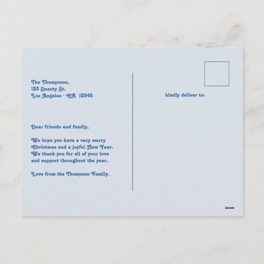 Blueberry Cream New Year Retro Modern Blue Photo Feestdagenkaart (Achterkant)