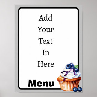 Blueberry Cupcake Aanpasbaar menu Poster