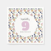 Blueberry Cupcakes Waterverf Pattern Servet (Voorkant)