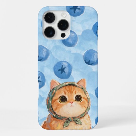 Blueberry Cute Cat Phone Case Kawaii Kitten  iPhone Hoesje (Achterkant)