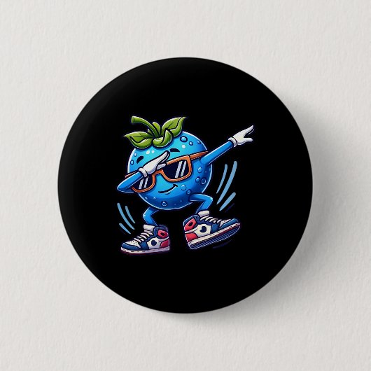 Blueberry Dabbing Dancing Blueberry Fruit Ronde Button 5,7 Cm (Voorkant)