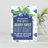 Blueberry Design, eerste verjaardag van Berry Kaart (Staand voorkant)