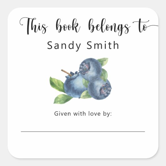 Blueberry - Dit boek behoort tot Vierkante Sticker (Voorkant)