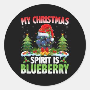 Blueberry dragen Santa Hat - Kerstmis geest is Ronde Sticker