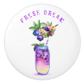 Blueberry Drink keramische knop - aangepaste tekst (Voorkant)