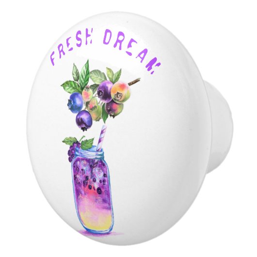 Blueberry Drink keramische knop - aangepaste tekst (Rechts)