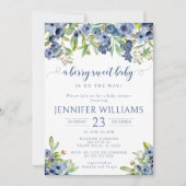 Blueberry een bes zoete baby boy douche uitnodigin kaart (Voorkant)