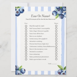 BlueBerry eerste verjaardag ooit of nooit spelkaar Feestdagenkaart