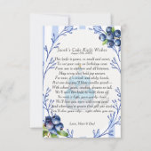 Blueberry eerste verjaardagstaart mes gedicht kaart (Voorkant)