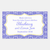 Blueberry en citroenjam blauw voedsellabel sticker (Voorkant)
