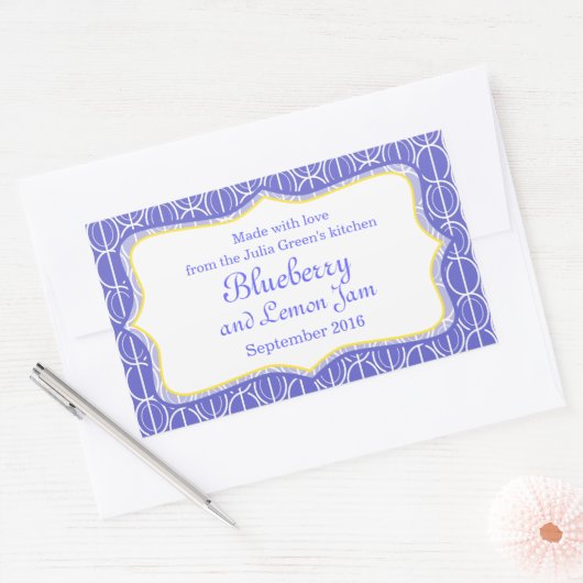Blueberry en citroenjam blauw voedsellabel sticker (Envelop)