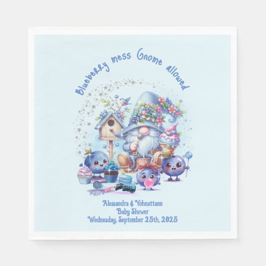 Blueberry en Gnomes Baby shower Papier Servet (Voorkant)