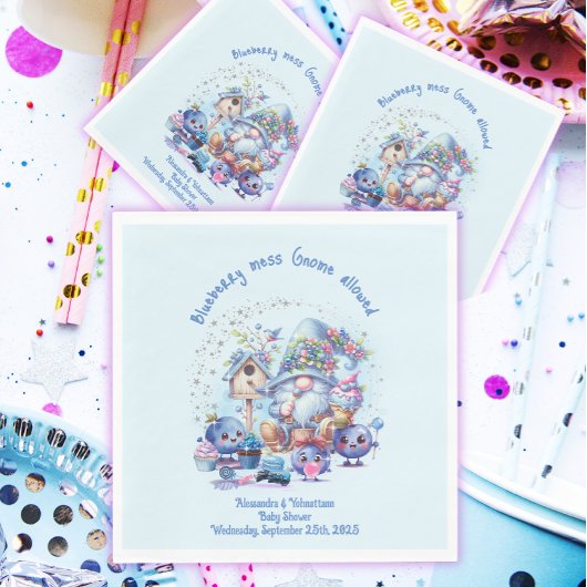 Blueberry en Gnomes Baby shower Papier Servet