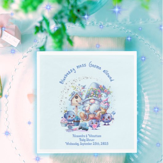 Blueberry en Gnomes Baby shower Papier Servet