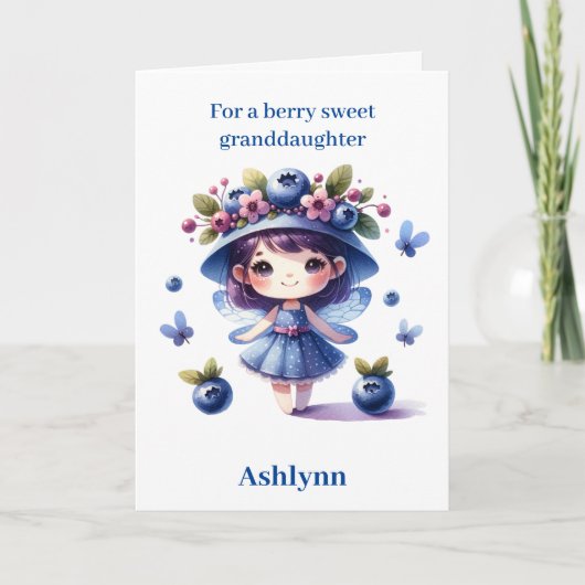 Blueberry Fairy Berry Verjaardag kleindochter Kaart (Voorkant)