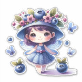 Blueberry Fairy Meisje Custom-Cut Vinyl Sticker (Voorkant)