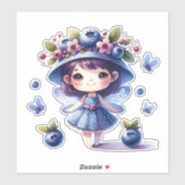 Blueberry Fairy Meisje Custom-Cut Vinyl Sticker (Vel)